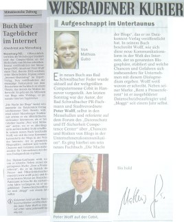 Berichte ber Wolffs neues Buch in der Mitteldeutschen Zeitung und dem Wiesbadener Kurier